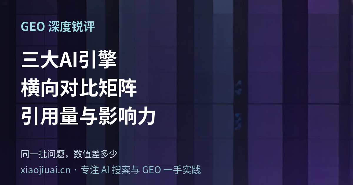 三大 AI 引擎横向对比矩阵：同一批问题，引用量与影响力差多少